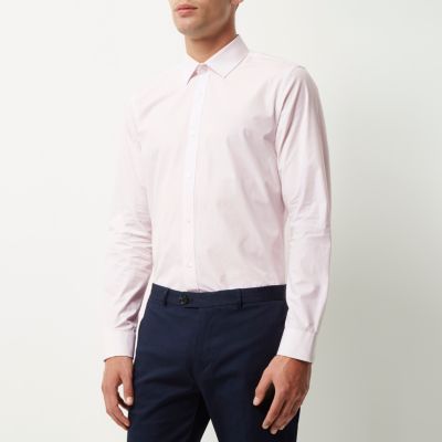 Light pink stripe slim fit shirt
